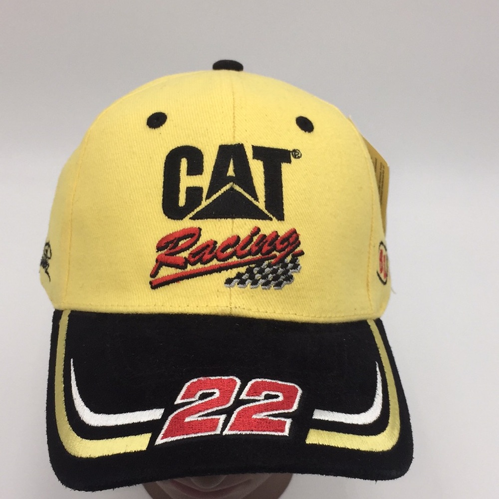 Caterpillar Cat Racing 22 Nascar Hat Baseball Cap Visor Yellow Black